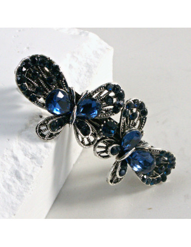 Klamra francuska 2 motyle z kryształkami i...