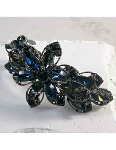 Klamra francuska duży kwiat z kryształkami...