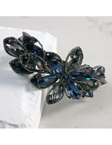 Klamra francuska duży kwiat z kryształkami...