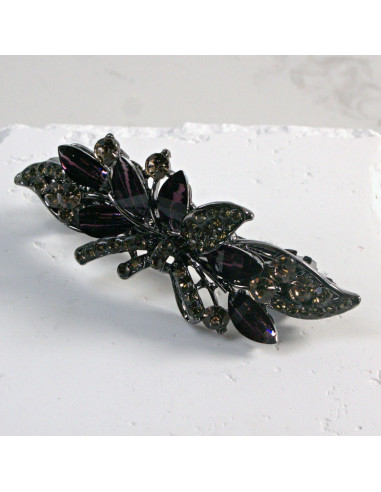 Klamra francuska listek z kryształkami i...