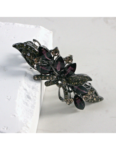 Klamra francuska listek z kryształkami i cekinami Lolita Akcesoria