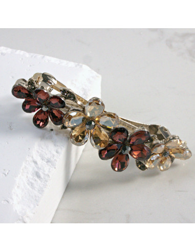 Klamra francuska 4 kwiatki z kryształkami...