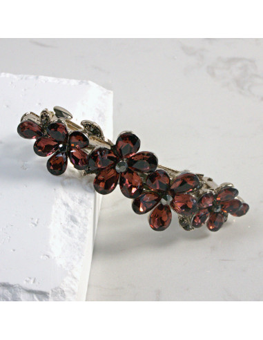 Klamra francuska 4 kwiatki z kryształkami...