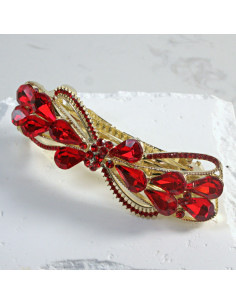 Klamra francuska czerwona kokarda z kryształkami Lolita... 2