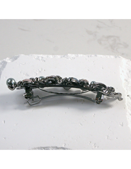 Klamra francuska półkwiatek z kryształkami i perłą Lolita Akcesoria