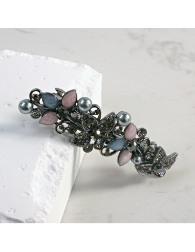 Klamra francuska półkwiatek z kryształkami i...