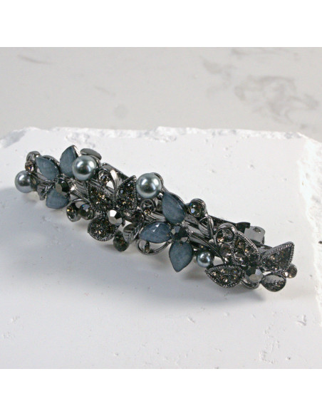 Klamra francuska półkwiatek z kryształkami i perłą Lolita Akcesoria