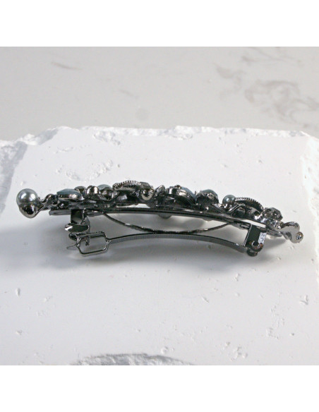 Klamra francuska półkwiatek z kryształkami i perłą Lolita Akcesoria