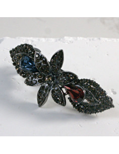 Klamra francuska ciemny kwiat z dwoma kryształkami Lolita... 2