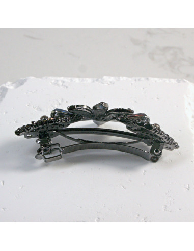 Klamra francuska ciemny kwiat z dwoma...