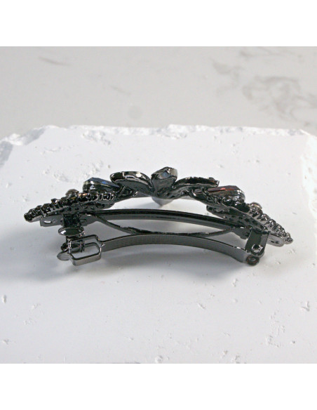 Klamra francuska ciemny kwiat z dwoma kryształkami Lolita Akcesoria