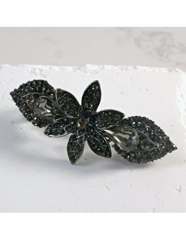 Klamra francuska ciemny kwiat z dwoma...