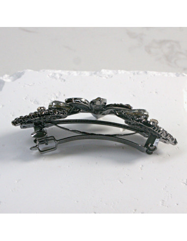 Klamra francuska ciemny kwiat z dwoma...