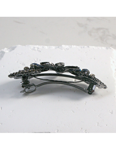 Klamra francuska ciemny kwiat z dwoma...