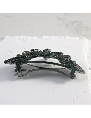 Klamra francuska ciemny kwiat z dwoma...