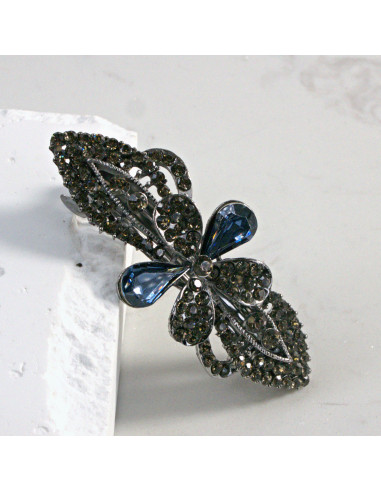 Klamra francuska kwiat z dwoma kryształkami...