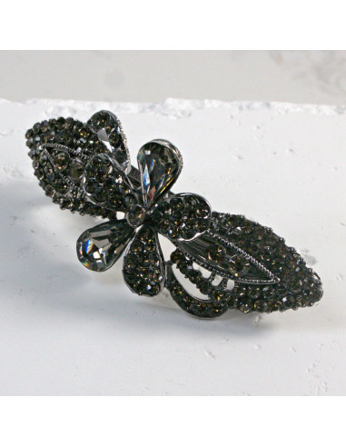 Klamra francuska kwiat z dwoma kryształkami...