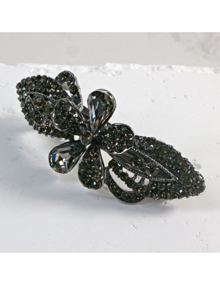 Klamra francuska kwiat z dwoma kryształkami Lolita Akcesoria