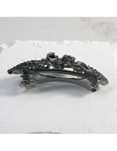 Klamra francuska kwiat z dwoma kryształkami...