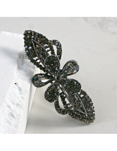 Klamra francuska kwiat z dwoma kryształkami...