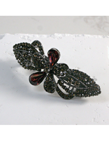 Klamra francuska kwiat z dwoma kryształkami...