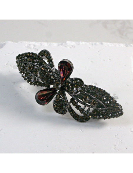 Klamra francuska kwiat z dwoma kryształkami Lolita Akcesoria