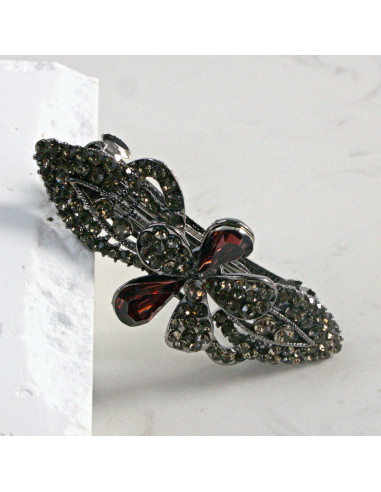 Klamra francuska kwiat z dwoma kryształkami...