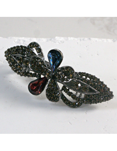Klamra francuska kwiat z dwoma kryształkami...