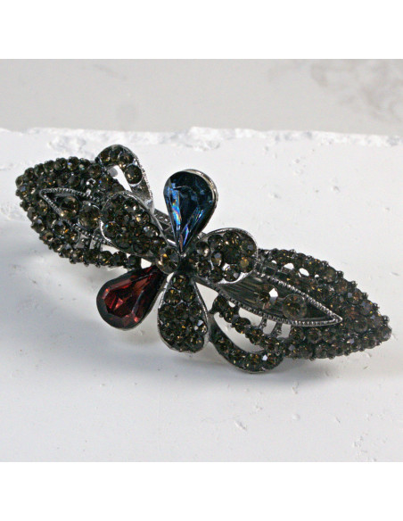 Klamra francuska kwiat z dwoma kryształkami Lolita Akcesoria