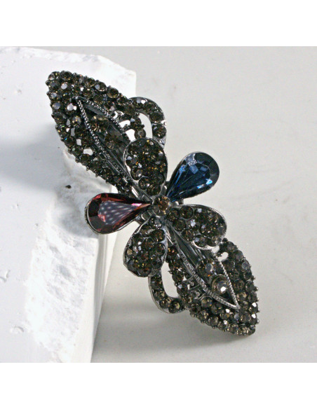 Klamra francuska kwiat z dwoma kryształkami Lolita Akcesoria