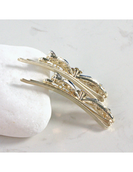 Wsuwka do włosów kokarda z kwiatkiem GRAFIT-GRANAT 2 szt. Lolita Akcesoria