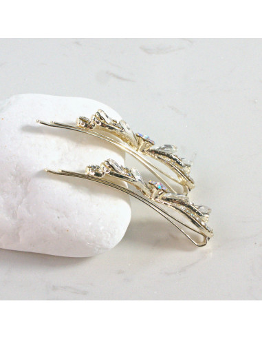 Wsuwka do włosów kokarda z kwiatkiem BEZBARWNY...