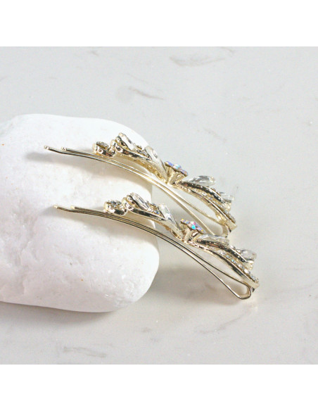 Wsuwka do włosów kokarda z kwiatkiem BEZBARWNY 2 szt. Lolita Akcesoria