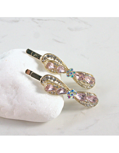 Wsuwka do włosów kokarda z kwiatkiem RÓŻOWY 2...