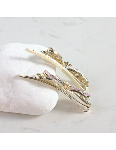 Wsuwka do włosów kokarda z kwiatkiem RÓŻOWY 2...