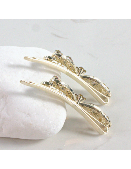 Wsuwka do włosów kokarda z kwiatkiem CRYSTAL AB 2 szt. Lolita Akcesoria