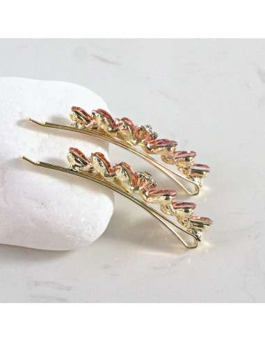 Wsuwka do włosów kwiatek z listkami CZERWONY 2...