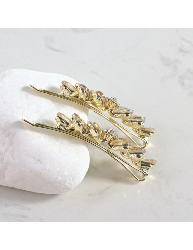 Wsuwka do włosów kwiatek z listkami MIODOWY 2...