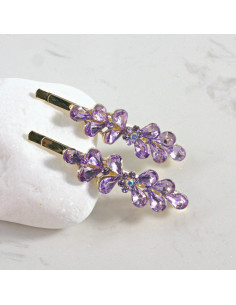 Wsuwka do włosów kwiatek z listkami FIOLETOWY 2 szt....