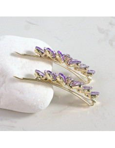 Wsuwka do włosów kwiatek z listkami FIOLETOWY 2 szt.... 2