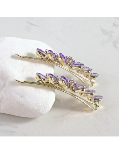 Wsuwka do włosów kwiatek z listkami FIOLETOWY 2...