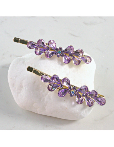 Wsuwka do włosów kwiatek z listkami FIOLETOWY 2...