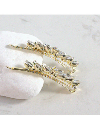 Wsuwka do włosów kwiatek z listkami BEZBARWNY 2...