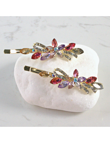 Wsuwka do włosów kwiatek WIELOKOLOROWY 2 szt. Lolita Akcesoria