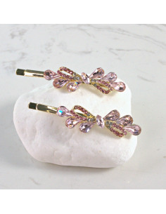 Wsuwka do włosów kokarda z kryształkami RÓŻ 2 szt. Lolita...