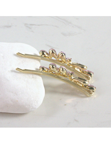 Wsuwka do włosów kokarda z kryształkami RÓŻ 2...