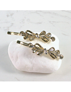 Wsuwka do włosów kokarda z kryształkami GRAFIT 2 szt....