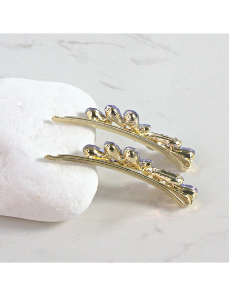 Wsuwka do włosów kokarda z kryształkami FIOLET 2 szt. Lolita Akcesoria