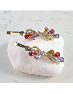 Wsuwka do włosów kokarda z kryształkami WIELOKOLOR 2 szt....