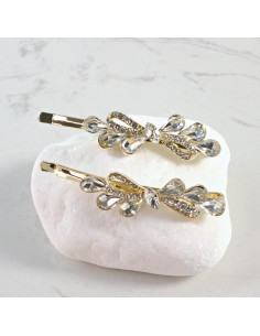 Wsuwka do włosów kokarda z kryształkami BEZBARWNY 2 szt....